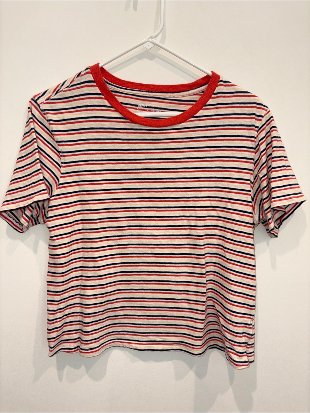aerie Red-Trim Striped Short Sleeve Tee